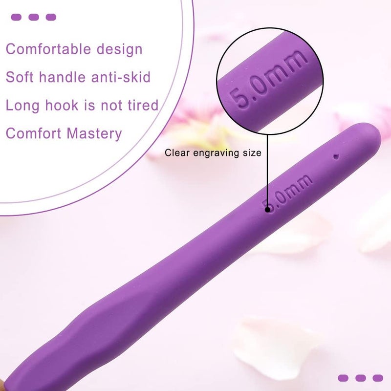 kgxulr 5 mm Crochet Hook, Aluminum Soft Grip Rubber Handle Needles Ergonomic Knitting Needles Crochet Needle for Beginners and Handmade DIY Knitting Crochet (5 mm) - Image 4